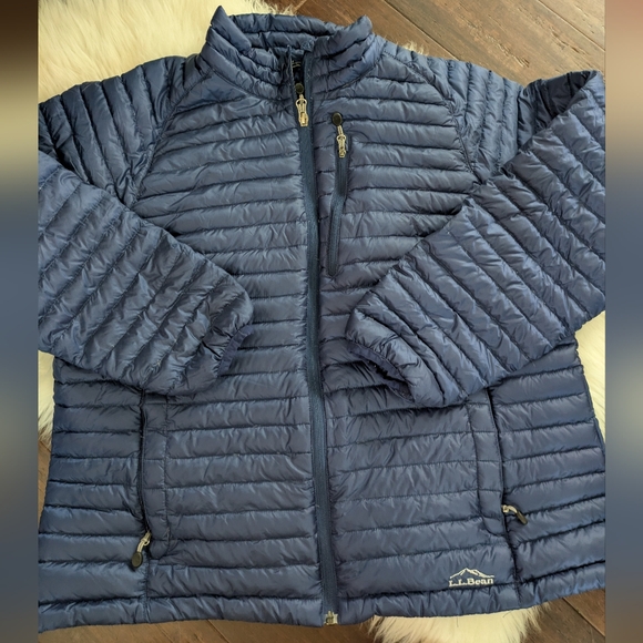 Women's L.L. Bean Ultralight 850 Down Jacket Blue Full-Zip Puffer Insulated L - Picture 1 of 11